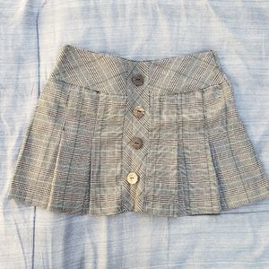 Plaid pleated mini skirt w/ shorts skort
